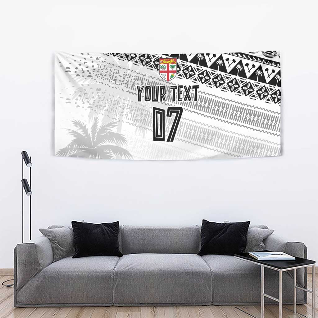 Fiji Rugby Custom Kaiviti Masi Tapestry Black - Polynesian Pride