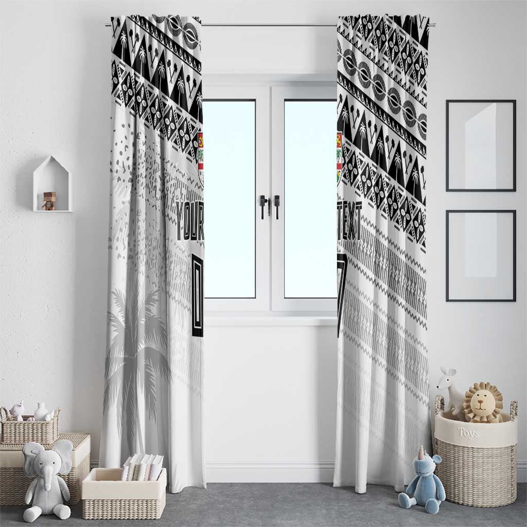 Fiji Rugby Custom Kaiviti Masi Window Curtain Black - Polynesian Pride