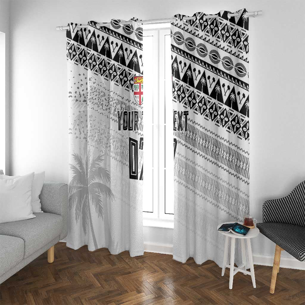 Fiji Rugby Custom Kaiviti Masi Window Curtain Black - Polynesian Pride