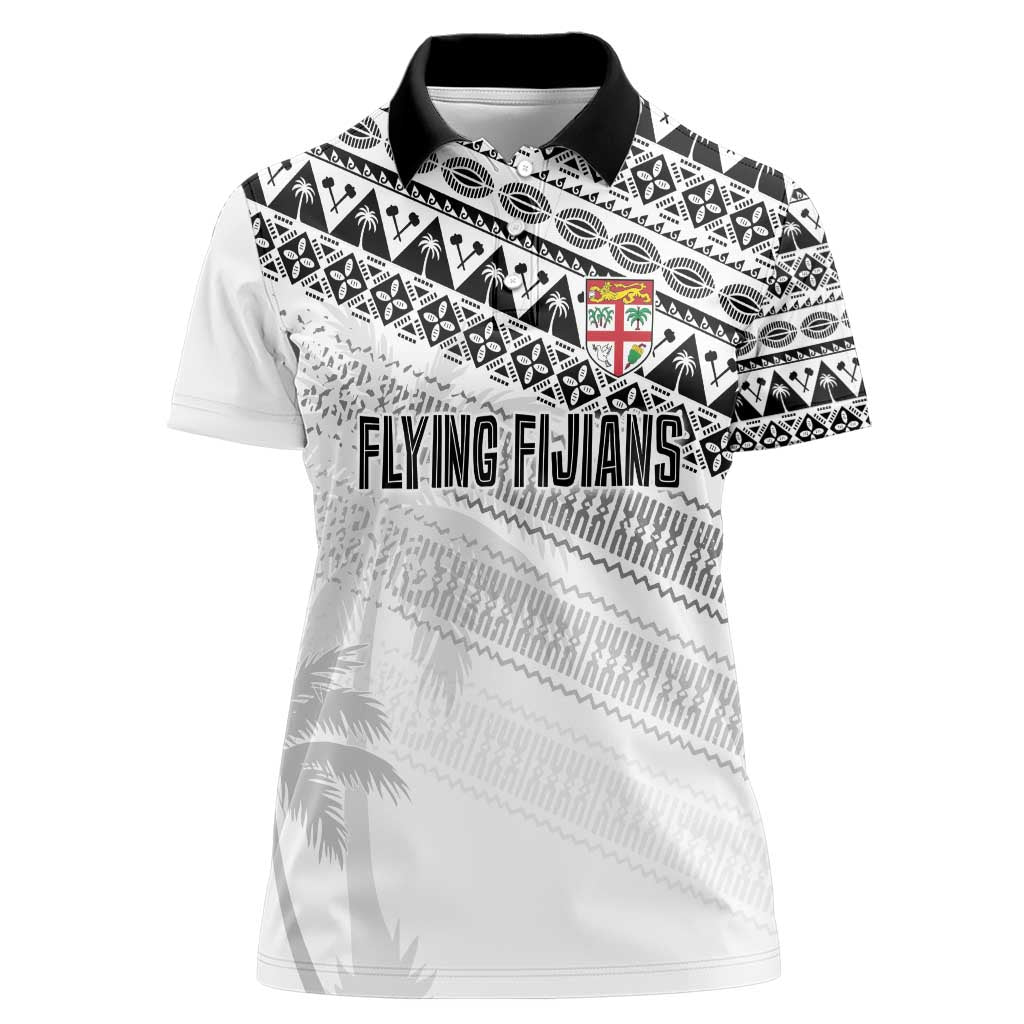 Fiji Rugby Custom Kaiviti Masi Women Polo Shirt Black - Polynesian Pride