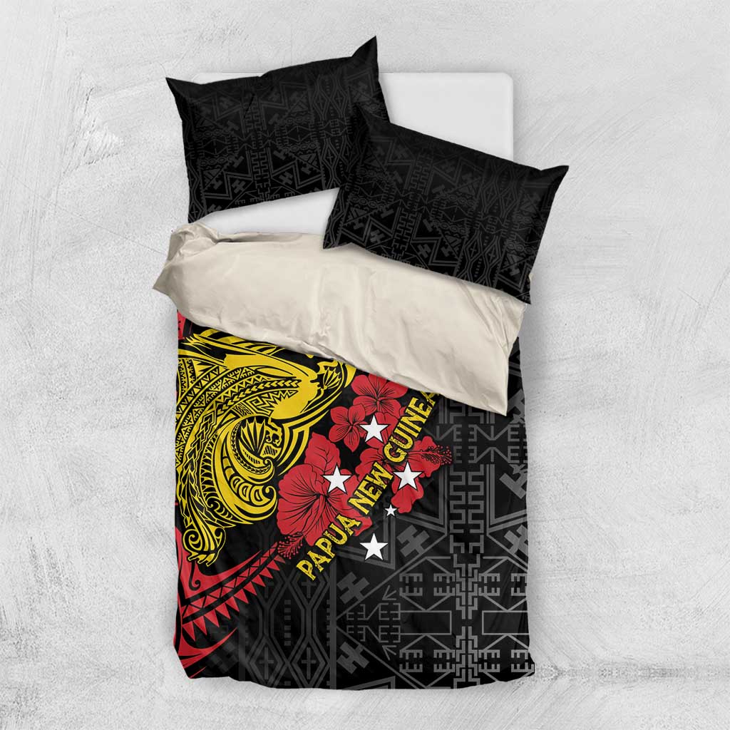 Papua New Guinea 49th Independence Day Bedding Set Motuan Revareva Bird-of-Paradise LT7 US Twin 172cm x 218cm Black - Polynesian Pride