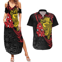 Papua New Guinea 49th Independence Day Couples Matching Summer Maxi Dress and Hawaiian Shirt Motuan Revareva Bird-of-Paradise
