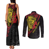 Papua New Guinea 49th Independence Day Couples Matching Tank Maxi Dress and Long Sleeve Button Shirt Motuan Revareva Bird-of-Paradise