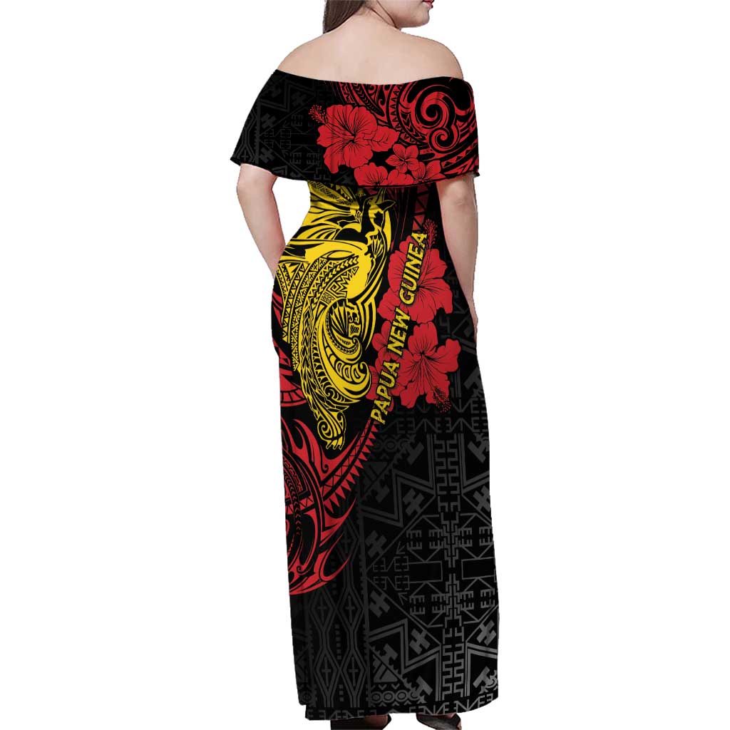Papua New Guinea 49th Independence Day Family Matching Off Shoulder Maxi Dress and Hawaiian Shirt Motuan Revareva Bird-of-Paradise