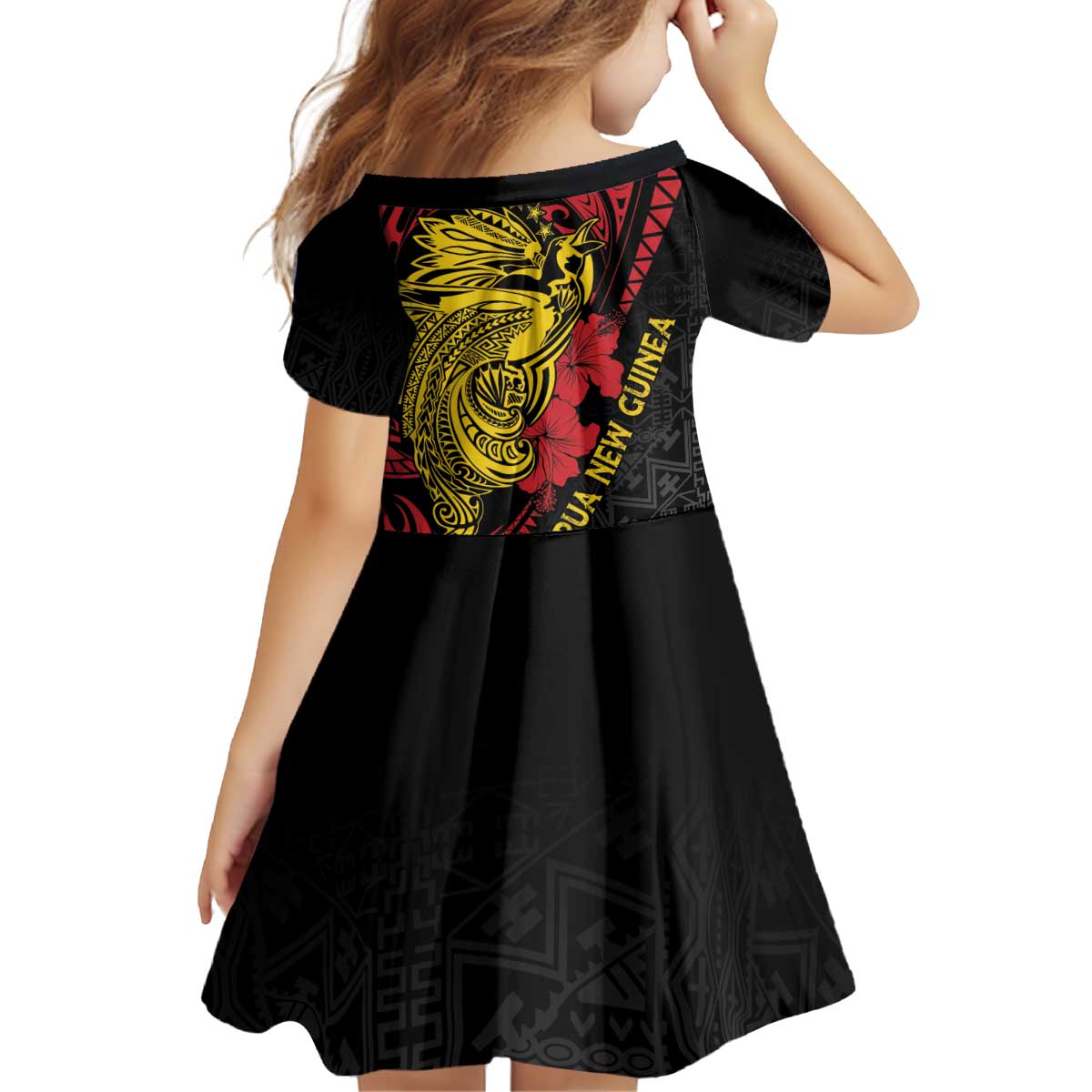 Papua New Guinea 49th Independence Day Family Matching Off Shoulder Short Dress and Hawaiian Shirt Motuan Revareva Bird-of-Paradise