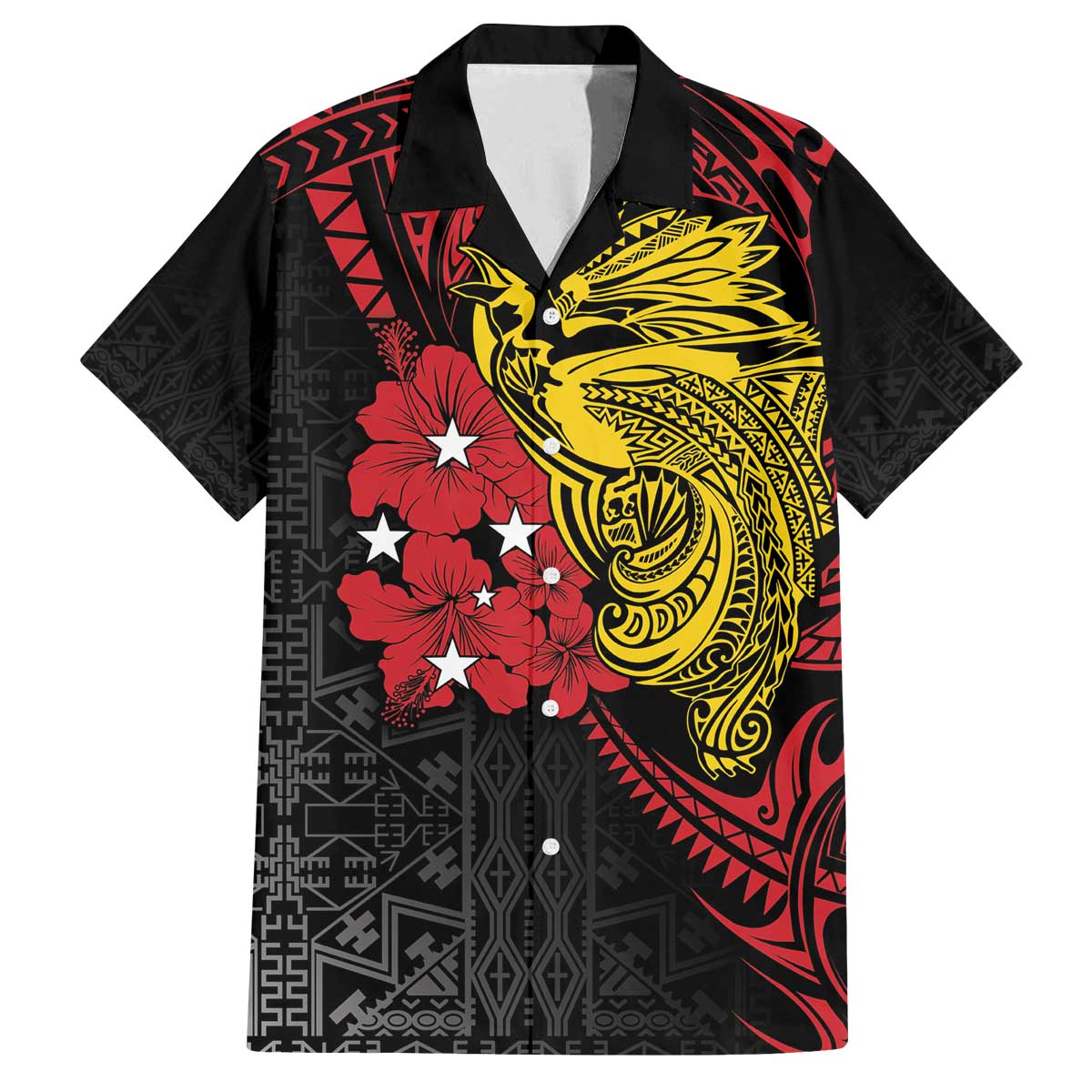 Papua New Guinea 49th Independence Day Family Matching Off Shoulder Short Dress and Hawaiian Shirt Motuan Revareva Bird-of-Paradise