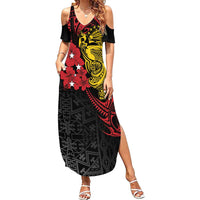 Papua New Guinea 49th Independence Day Family Matching Summer Maxi Dress and Hawaiian Shirt Motuan Revareva Bird-of-Paradise