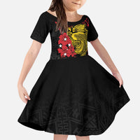 Papua New Guinea 49th Independence Day Kid Short Sleeve Dress Motuan Revareva Bird-of-Paradise