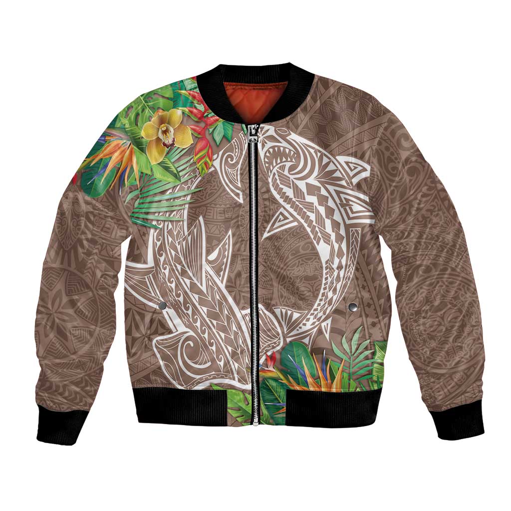 Polynesia Bomber Jacket Sharks Duo Tropical Brown