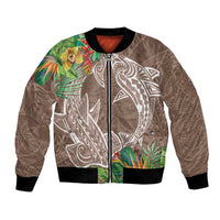 Polynesia Bomber Jacket Sharks Duo Tropical Brown