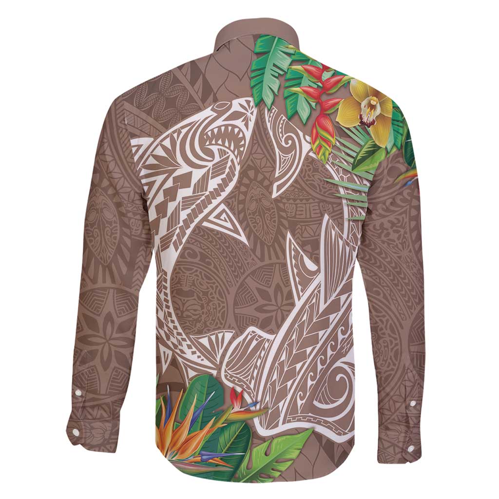 Polynesia Family Matching Tank Maxi Dress and Hawaiian Shirt Sharks Duo Tropical Brown