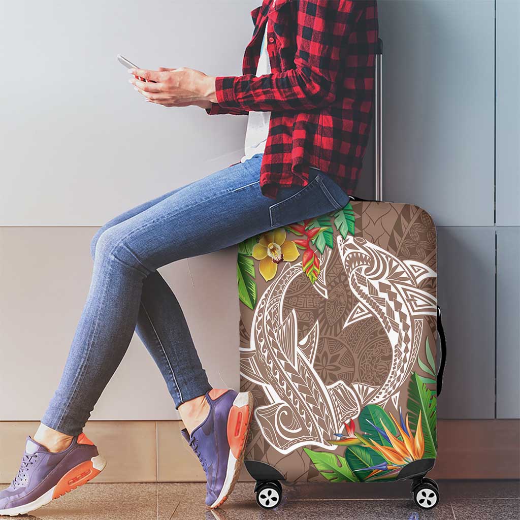 Polynesia Luggage Cover Sharks Duo Tropical Brown