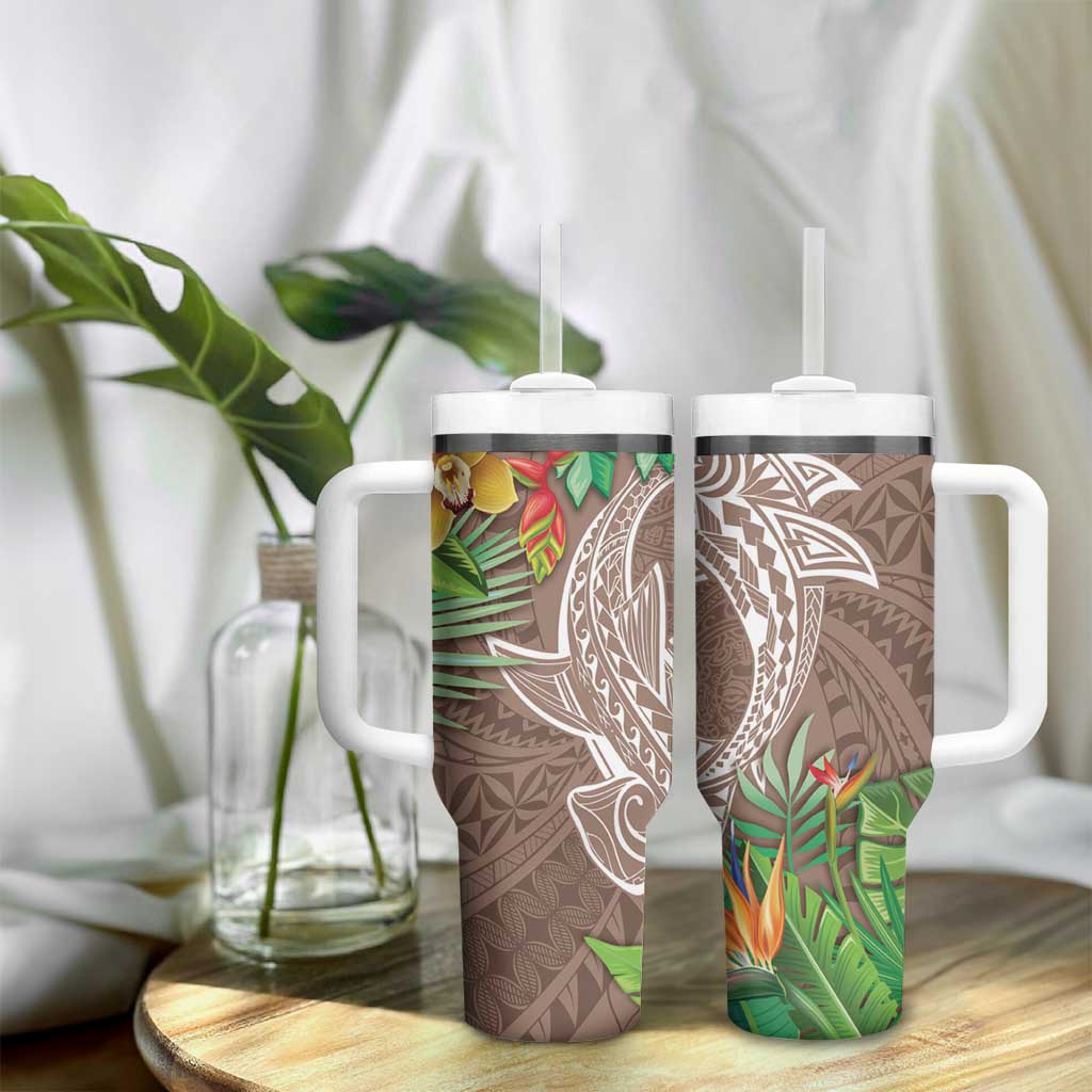 Polynesia Tumbler With Handle Sharks Duo Tropical Brown