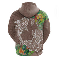Polynesia Zip Hoodie Sharks Duo Tropical Brown