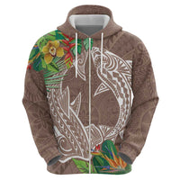 Polynesia Zip Hoodie Sharks Duo Tropical Brown