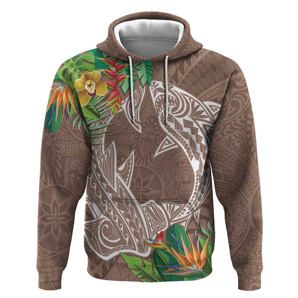 Polynesia Zip Hoodie Sharks Duo Tropical Brown