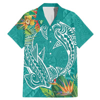 Polynesia Family Matching Mermaid Dress and Hawaiian Shirt Sharks Duo Tropical Teal