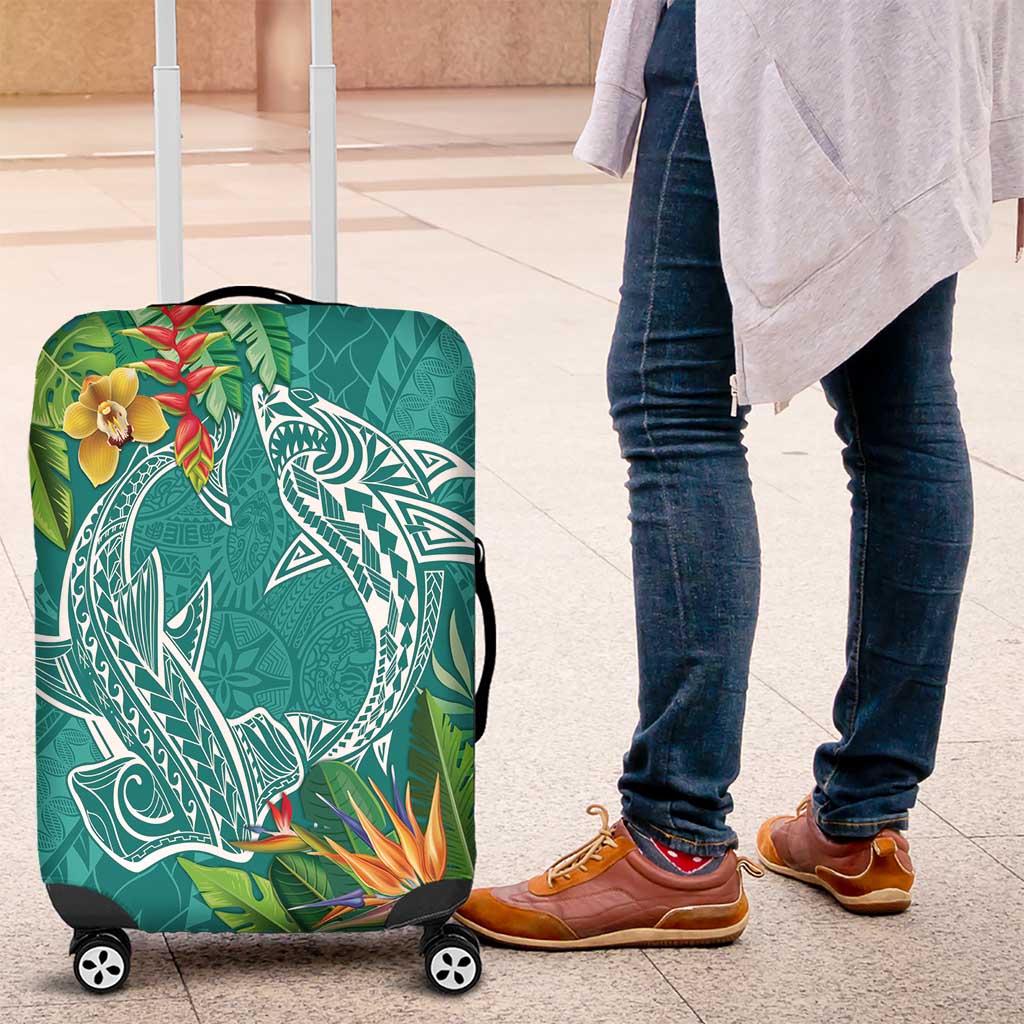 Polynesia Luggage Cover Sharks Duo Tropical Teal LT7 Teal - Polynesian Pride