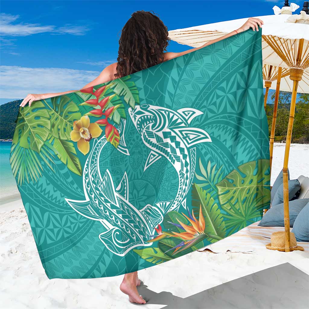 Polynesia Sarong Sharks Duo Tropical Teal