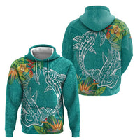 Polynesia Zip Hoodie Sharks Duo Tropical Teal