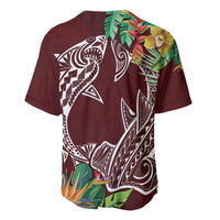 Polynesia Baseball Jersey Sharks Duo Tropical Oxblood