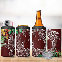 Polynesia 4 in 1 Can Cooler Tumbler Sharks Duo Tropical Oxblood
