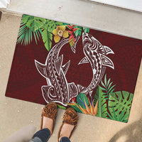 Polynesia Rubber Doormat Sharks Duo Tropical Oxblood