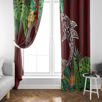 Polynesia Window Curtain Sharks Duo Tropical Oxblood