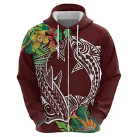 Polynesia Zip Hoodie Sharks Duo Tropical Oxblood