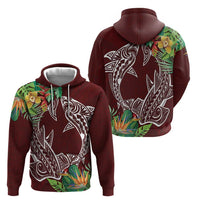 Polynesia Zip Hoodie Sharks Duo Tropical Oxblood