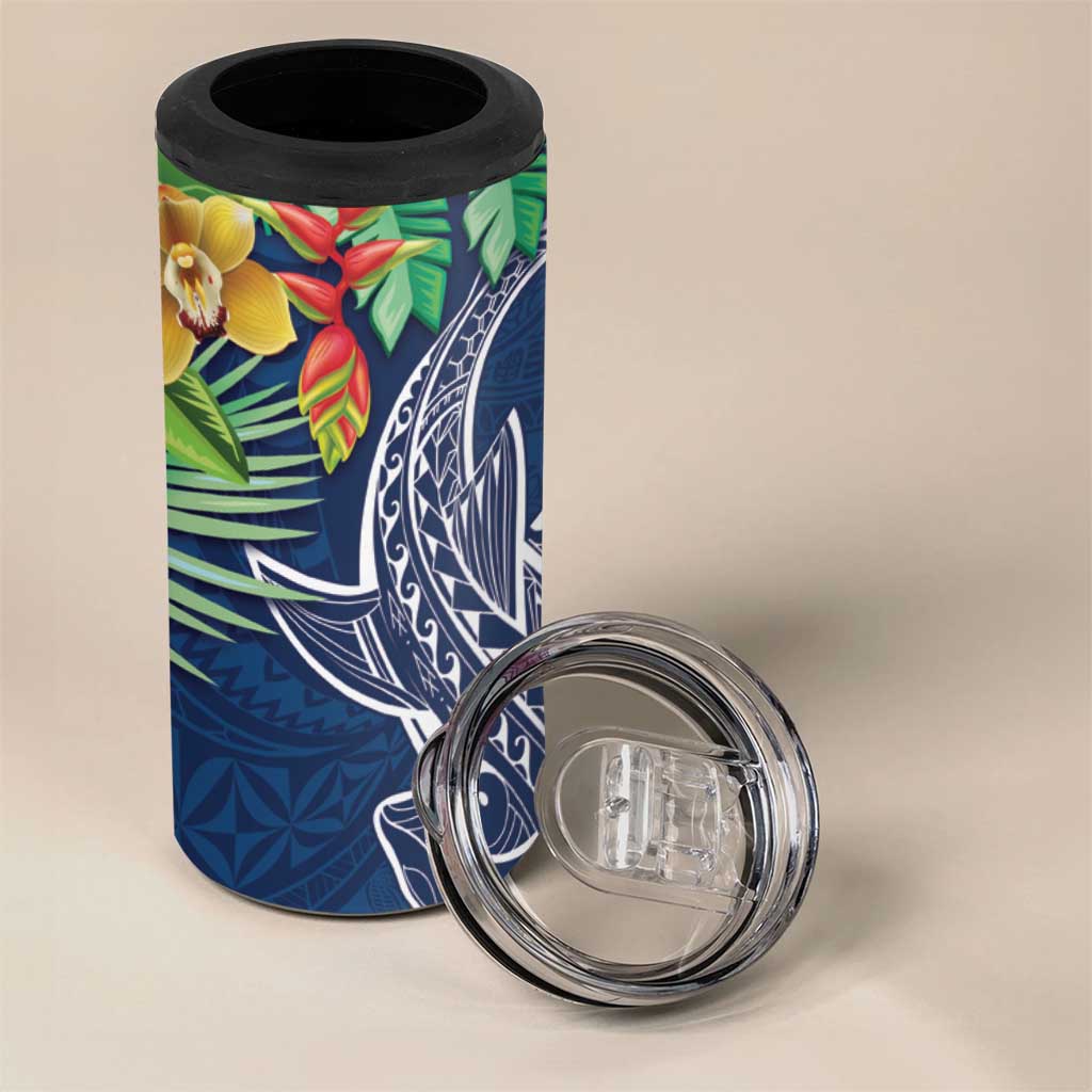 Polynesia 4 in 1 Can Cooler Tumbler Sharks Duo Tropical Navy
