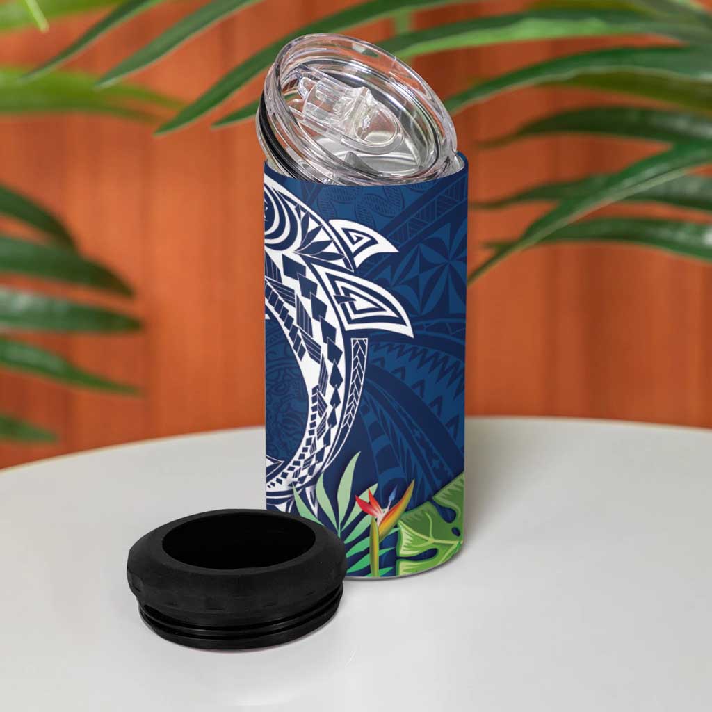 Polynesia 4 in 1 Can Cooler Tumbler Sharks Duo Tropical Navy