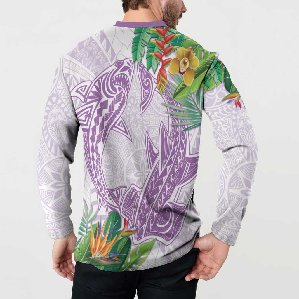Polynesia Button Sweatshirt Sharks Duo Tropical Lavender