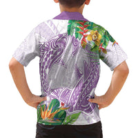 Polynesia Family Matching Tank Maxi Dress and Hawaiian Shirt Sharks Duo Tropical Lavender LT7 - Polynesian Pride