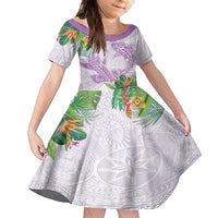Polynesia Family Matching Tank Maxi Dress and Hawaiian Shirt Sharks Duo Tropical Lavender LT7 Daughter's Dress Lavender - Polynesian Pride