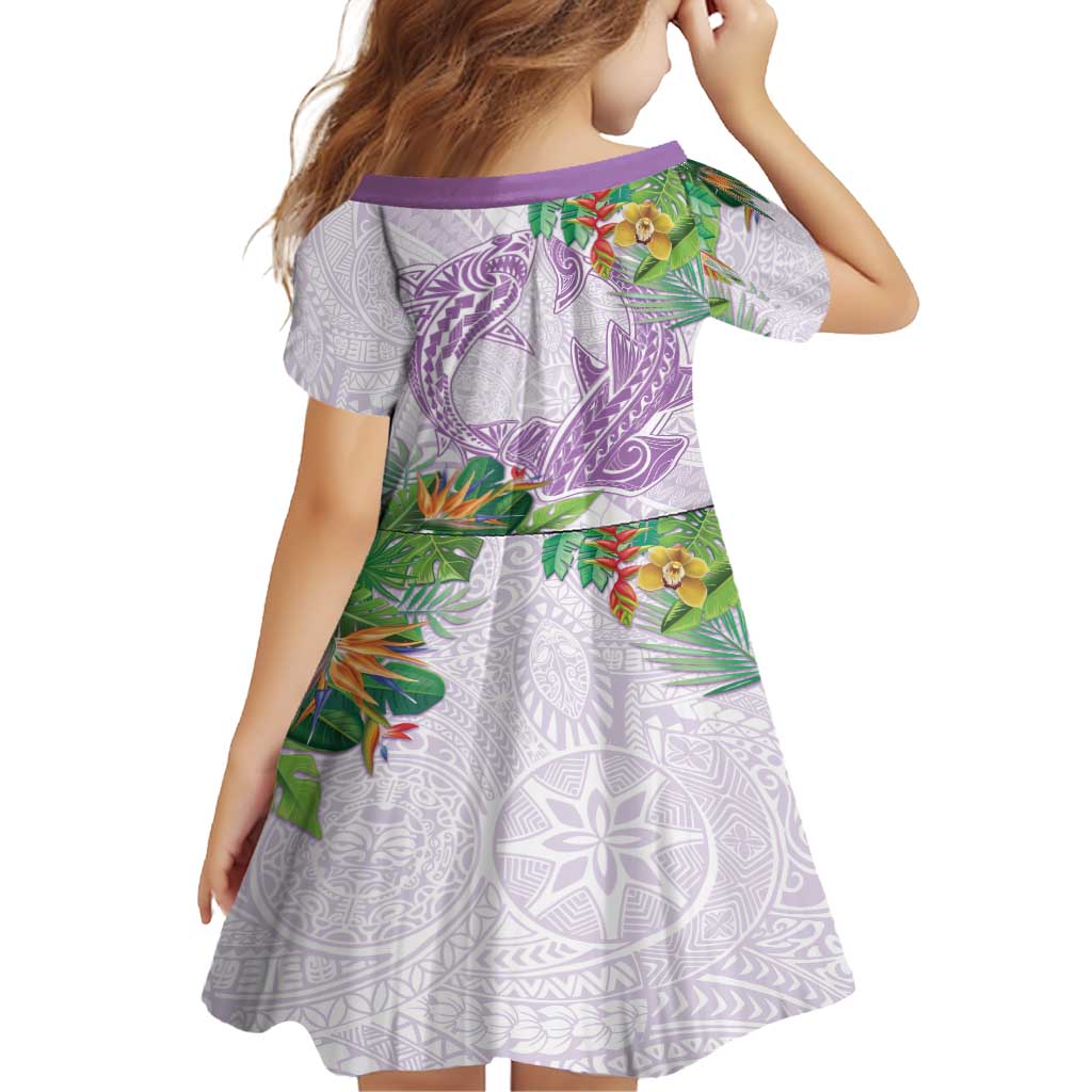 Polynesia Family Matching Tank Maxi Dress and Hawaiian Shirt Sharks Duo Tropical Lavender LT7 - Polynesian Pride