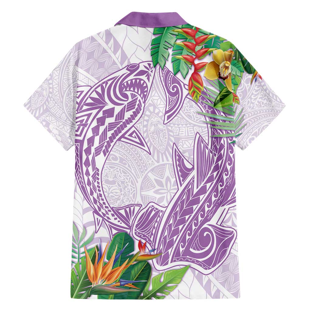 Polynesia Family Matching Tank Maxi Dress and Hawaiian Shirt Sharks Duo Tropical Lavender LT7 - Polynesian Pride