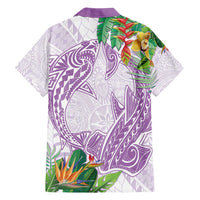 Polynesia Family Matching Tank Maxi Dress and Hawaiian Shirt Sharks Duo Tropical Lavender LT7 - Polynesian Pride