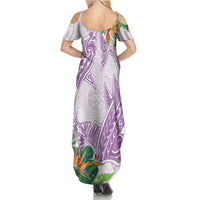Polynesia Summer Maxi Dress Sharks Duo Tropical Lavender