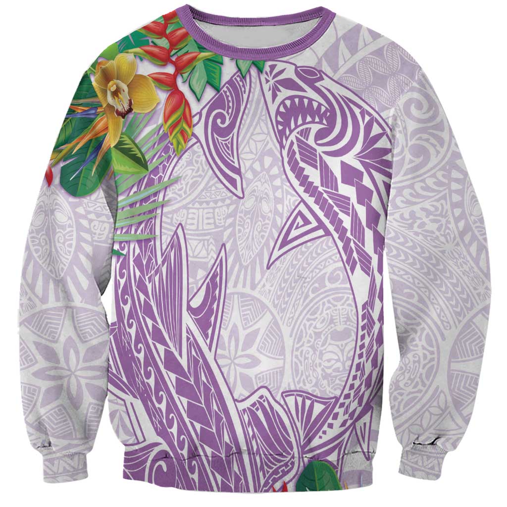 Polynesia Sweatshirt Sharks Duo Tropical Lavender LT7 Unisex Lavender - Polynesian Pride