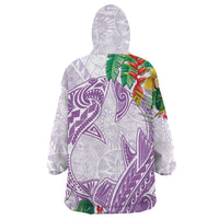 Polynesia Wearable Blanket Hoodie Sharks Duo Tropical Lavender