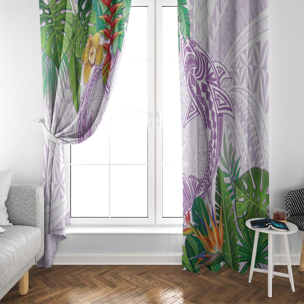 Polynesia Window Curtain Sharks Duo Tropical Lavender