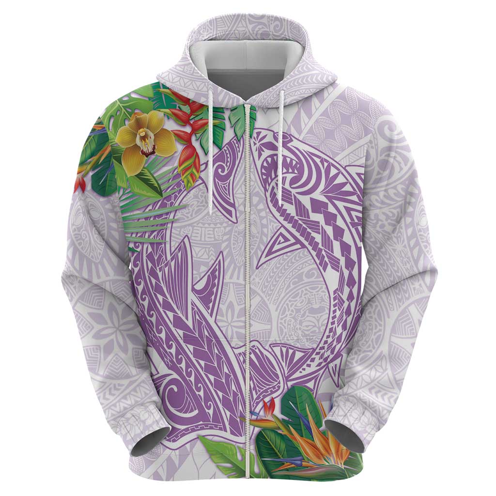 Polynesia Zip Hoodie Sharks Duo Tropical Lavender