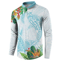 Polynesia Button Sweatshirt Sharks Duo Tropical Turquoise