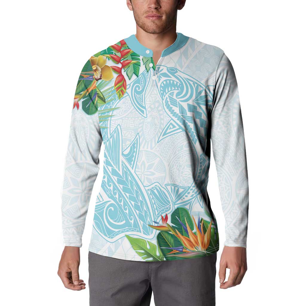 Polynesia Button Sweatshirt Sharks Duo Tropical Turquoise