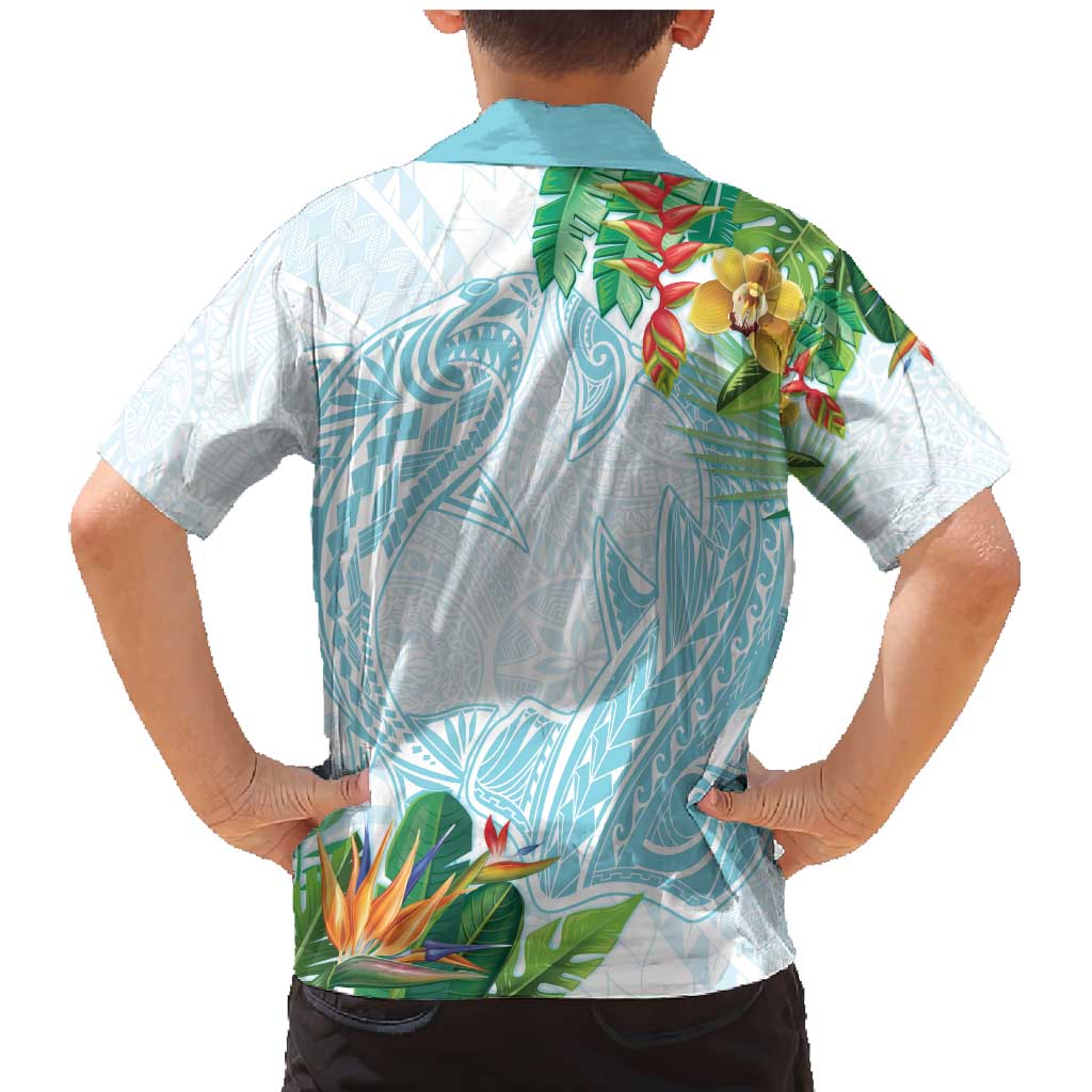 Polynesia Family Matching Mermaid Dress and Hawaiian Shirt Sharks Duo Tropical Turquoise