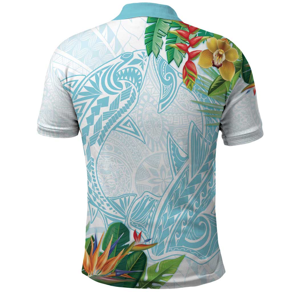 Polynesia Polo Shirt Sharks Duo Tropical Turquoise