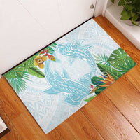 Polynesia Rubber Doormat Sharks Duo Tropical Turquoise