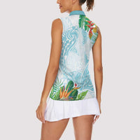 Polynesia Women Sleeveless Polo Shirt Sharks Duo Tropical Turquoise LT7 - Polynesian Pride