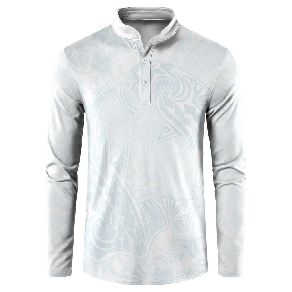 Polynesia Button Sweatshirt Sharks Duo Tropical Off White